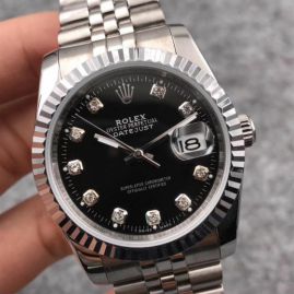 Picture of Rolex Oyster-Style Mens 3 Black-Faced Silver-Shell Silver Steel Belt 36mm _SKU0906182326473371